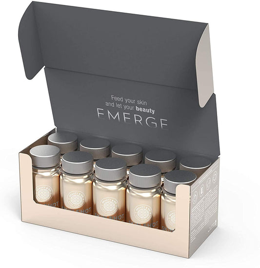 Beauty&GO Skin Shot - 10 x 100ml - Anti-ageing Beauty Drink Treatment with Collagen peptides, antioxidants, hyaluronic Acid and Vitamins.