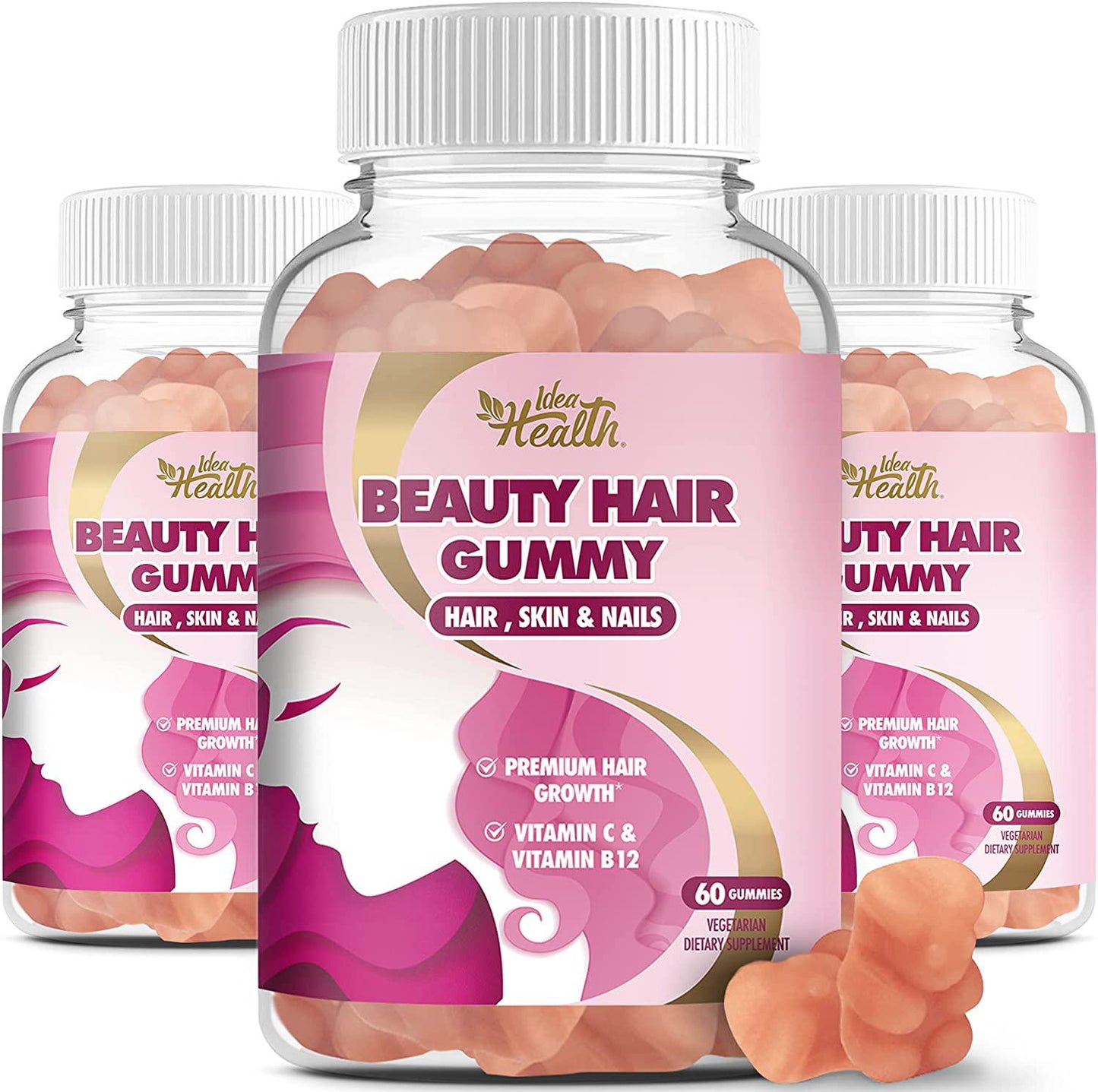Beauty Hair Gummy - Multivitamin for Faster Hair Growth, Stronger Nails and Glowing Skin with Natural Ingredients - w/ Biotin, Vitamin C and Vitamin B12 | 180 Gummies (3 Pack)