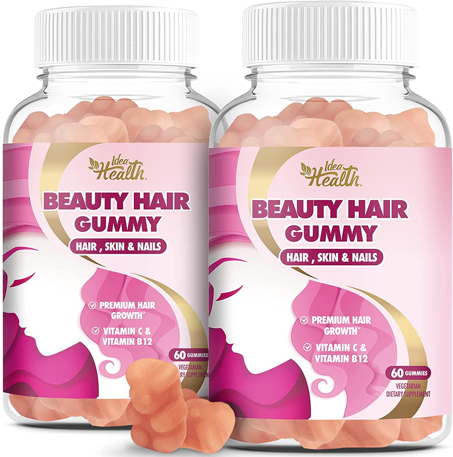 Beauty Hair Gummy - Multivitamin for Faster Hair Growth, Stronger Nails and Glowing Skin with Natural Ingredients - w/ Biotin, Vitamin C and Vitamin B12 | 120 Gummies (2 Pack)