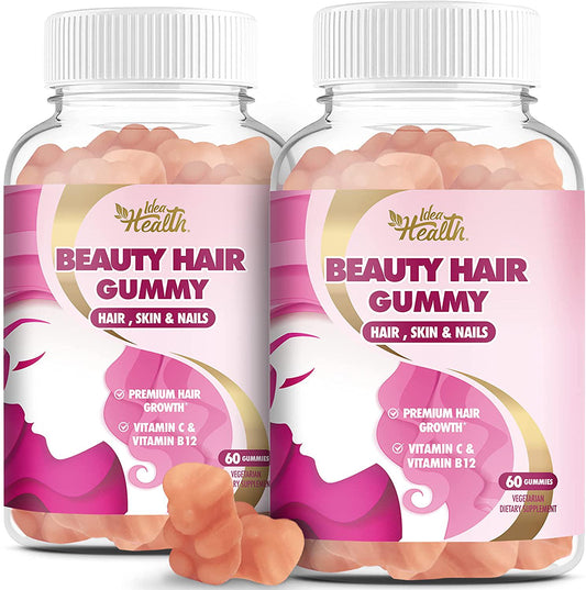 Beauty Hair Gummy - Multivitamin for Faster Hair Growth, Stronger Nails and Glowing Skin with Natural Ingredients - w/ Biotin, Vitamin C and Vitamin B12 | 120 Gummies (2 Pack)
