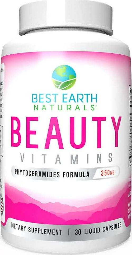 Beauty Vitamins Phytoceramide Pills - Moisturizing and Wrinkle Filling Supplement with Alpha Lipoic Acid and More for Hydrated, Younger Looking Skin - 60 Count