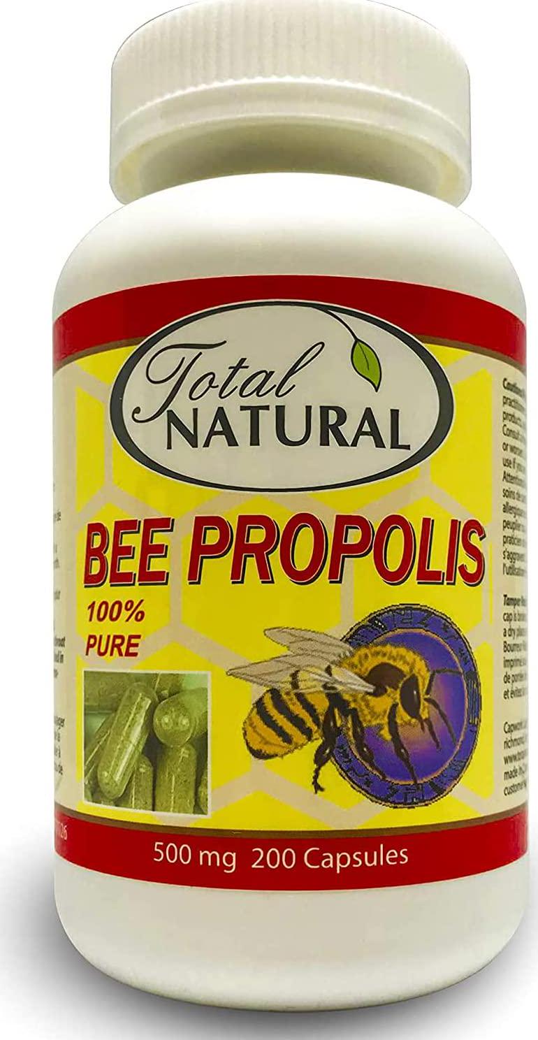 Bee Propolis 500mg 200c [1 Bottle] by Total Natural, Anti-Inflammatory, Battling Free Radicals, Safe and Natural Antioxidant Health Supplement, GMP Premium Ingredients