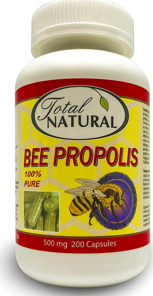 Bee Propolis 500mg 200c [1 Bottle] by Total Natural, Anti-Inflammatory, Battling Free Radicals, Safe and Natural Antioxidant Health Supplement, GMP Premium Ingredients