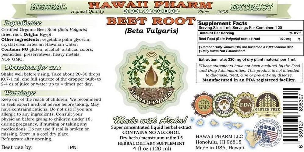 Beet Root Alcohol-FREE Liquid Extract, Organic Beet Root (Beta Vulgaris) Glycerite 2 oz