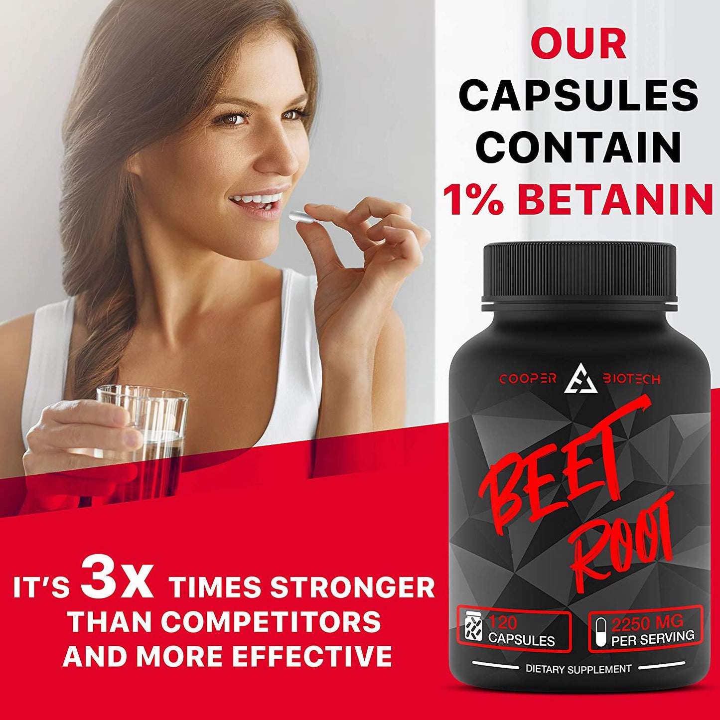 Beet Root Capsules - Concentrated Organic Beet Root Powder Supplement Extracted from Beet Juice - Blood Pressure Supplement - Nitric Oxide Boosting BeetrootÂ Supplement - 2250 MG 120 Capsules