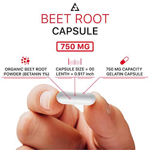 Beet Root Capsules - Concentrated Organic Beet Root Powder Supplement Extracted from Beet Juice - Blood Pressure Supplement - Nitric Oxide Boosting Beetroot Supplement - 2250 MG 120 Capsules