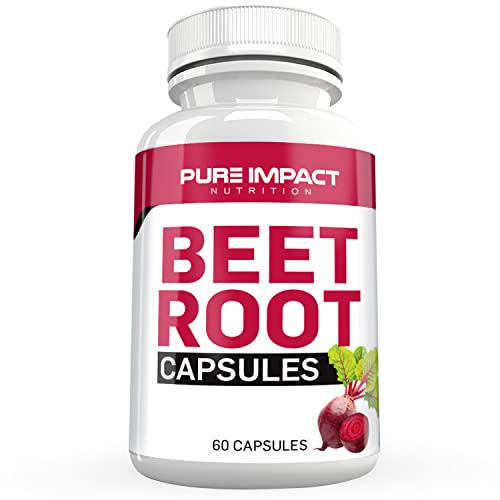 Beet Root Capsules Nitric Oxide | Non-GMO Beet Root Extract 1000mBeet Supplement | 60 Beet Capsules | Beetroot Supplement Capsules by Pure Impact Nutrition (1 Pack)