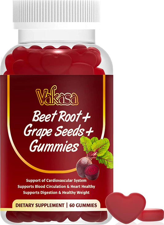 Beet Root Gummies , Grape Seed Extract and Vitamin B12 | Beet Root Supplements, Natural Flavor Vitamin Supplements | Supports Immune Health for Adults Men Women,Vegan, Non-GMO 60 Gummies(1)