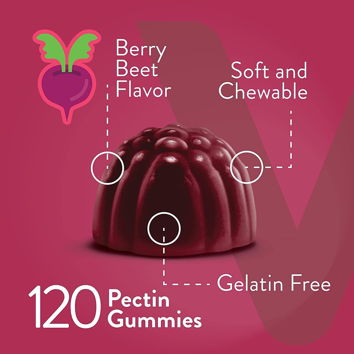 Beet Root Gummies with Magnesium and Vitamin C - Supports Healthy Circulation and Blood Pressure - Energy and Nitric Oxide Booster, Dietary Supplement and Immune Health - Berry Beet Flavor [60 Count 2 Pack]