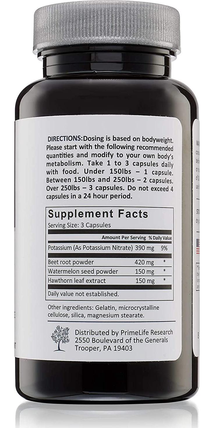 Beet Root Nitric Oxide Supplement - Prime Flow | Daily Dietary Nitrate Supplement | Lower Blood Pressure Naturally | Improve Heart Health | Increase Blood Flow and Circulation, 60 Capsules