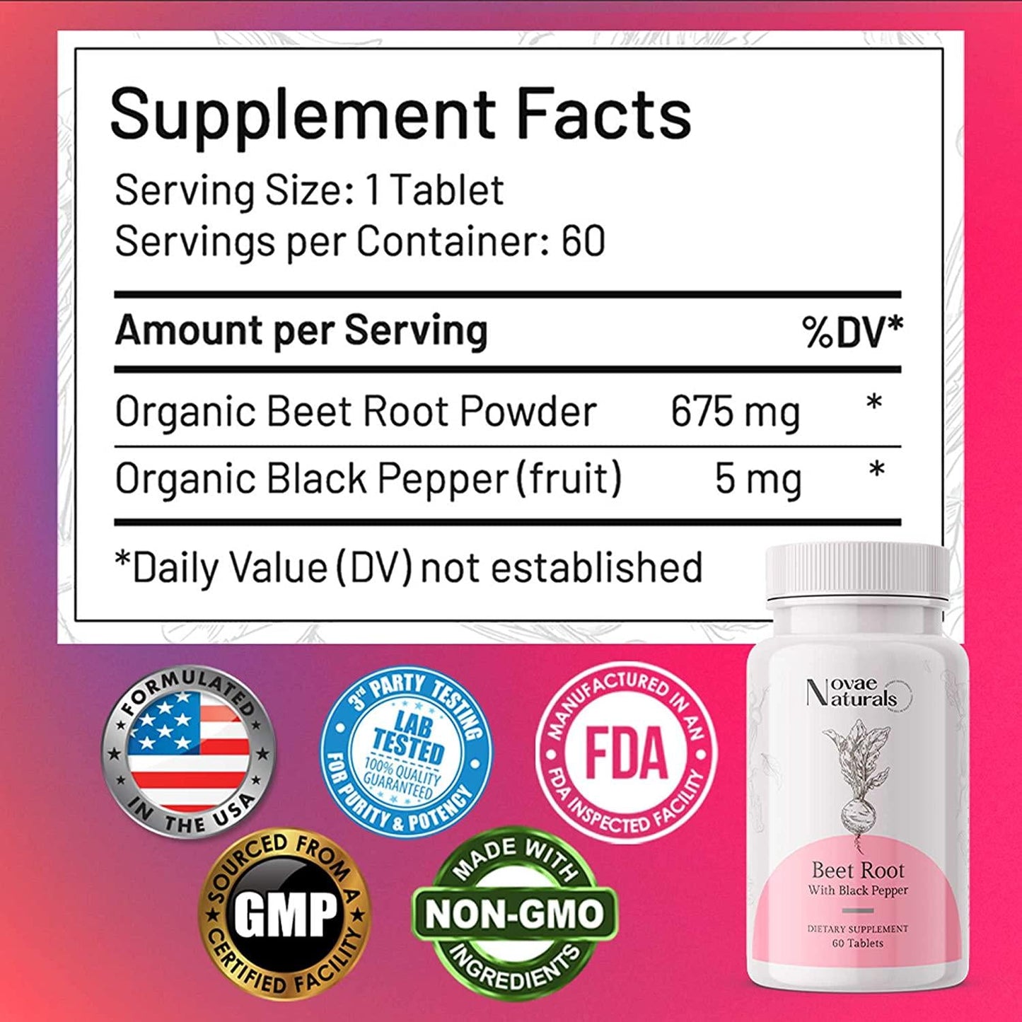 Beet Root Powder (120 Tablets), 675mg Beetroot Vitamin Pills, Nitric Oxide Supplement for Circulation, Blood Pressure and Super Athletic Performance - Not Capsules