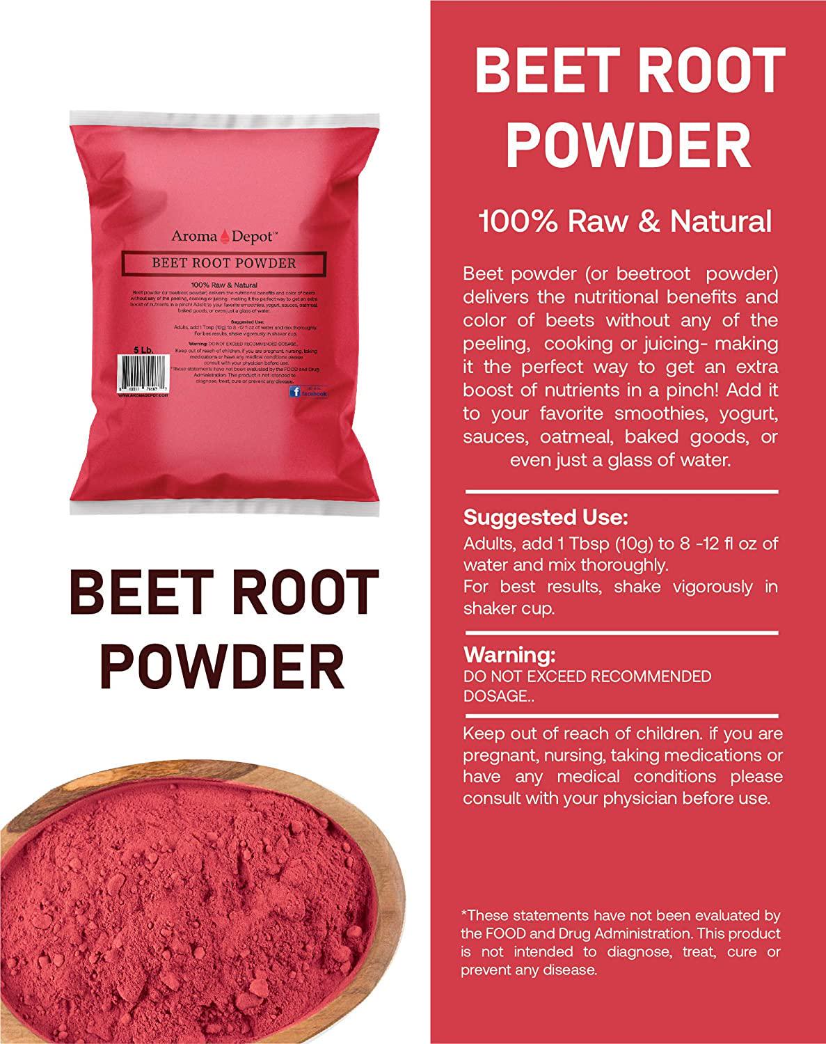 Beet Root Powder 2 lb. by Aroma Depot Raw and Non-GMO I Vegan and Gluten Free I Nitric Oxide Booster I Boost Stamina and Increases Energy I Immune System Booster I 100% Natural
