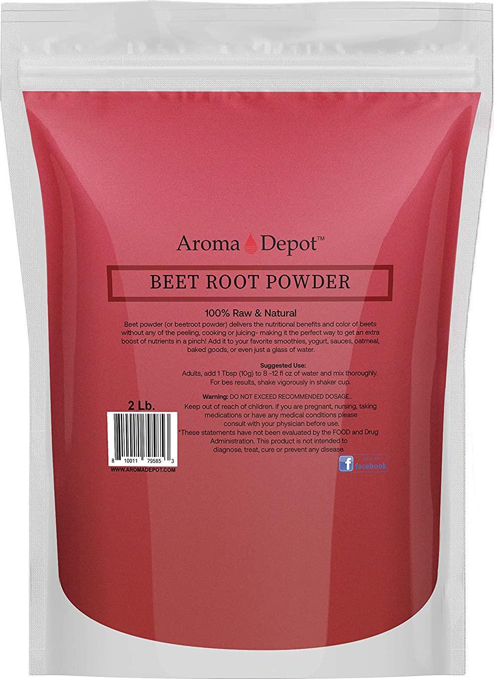 Beet Root Powder 2 lb. by Aroma Depot Raw and Non-GMO I Vegan and Gluten Free I Nitric Oxide Booster I Boost Stamina and Increases Energy I Immune System Booster I 100% Natural