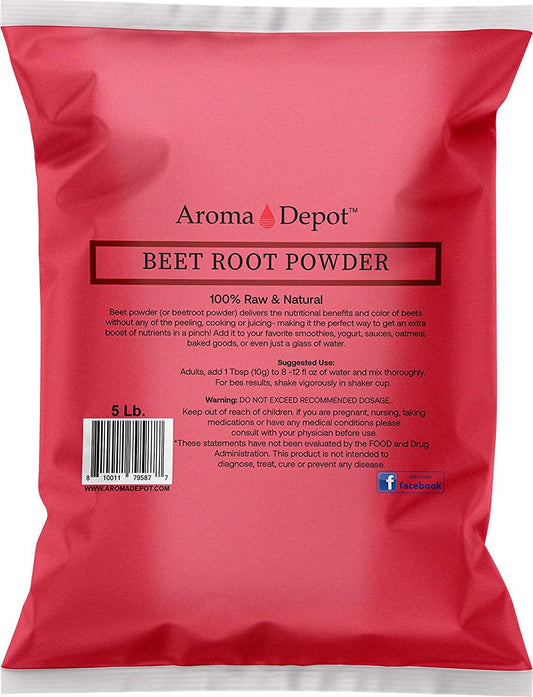Beet Root Powder 5 lb. by Aroma Depot Raw and Non-GMO I Vegan and Gluten Free I Nitric Oxide Booster I Boost Stamina and Increases Energy I Immune System Booster I 100% Natural