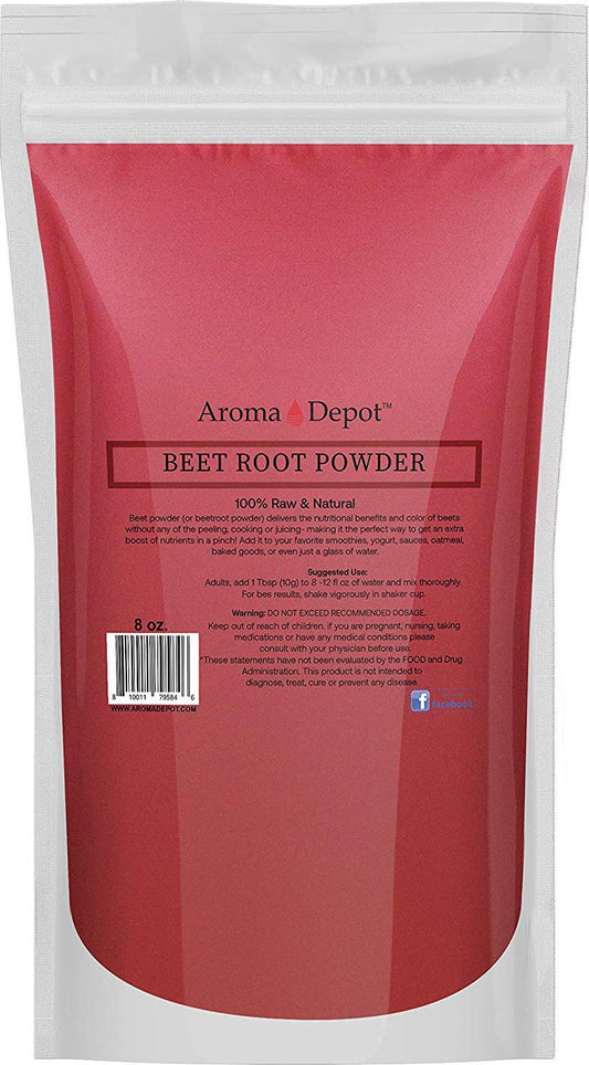 Beet Root Powder 8 oz. by Aroma Depot Raw and Non-GMO I Vegan and Gluten Free I Nitric Oxide Booster I Boost Stamina and Increases Energy I Immune System Booster I 100% Natural