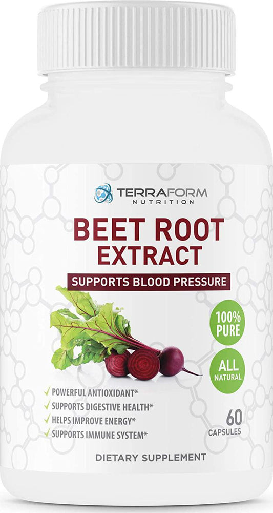 Beetroot Extract Capsules - Beetroot Supplement to Help Lower Blood Pressure, Digestive and Immune System Health - 60 Capsules
