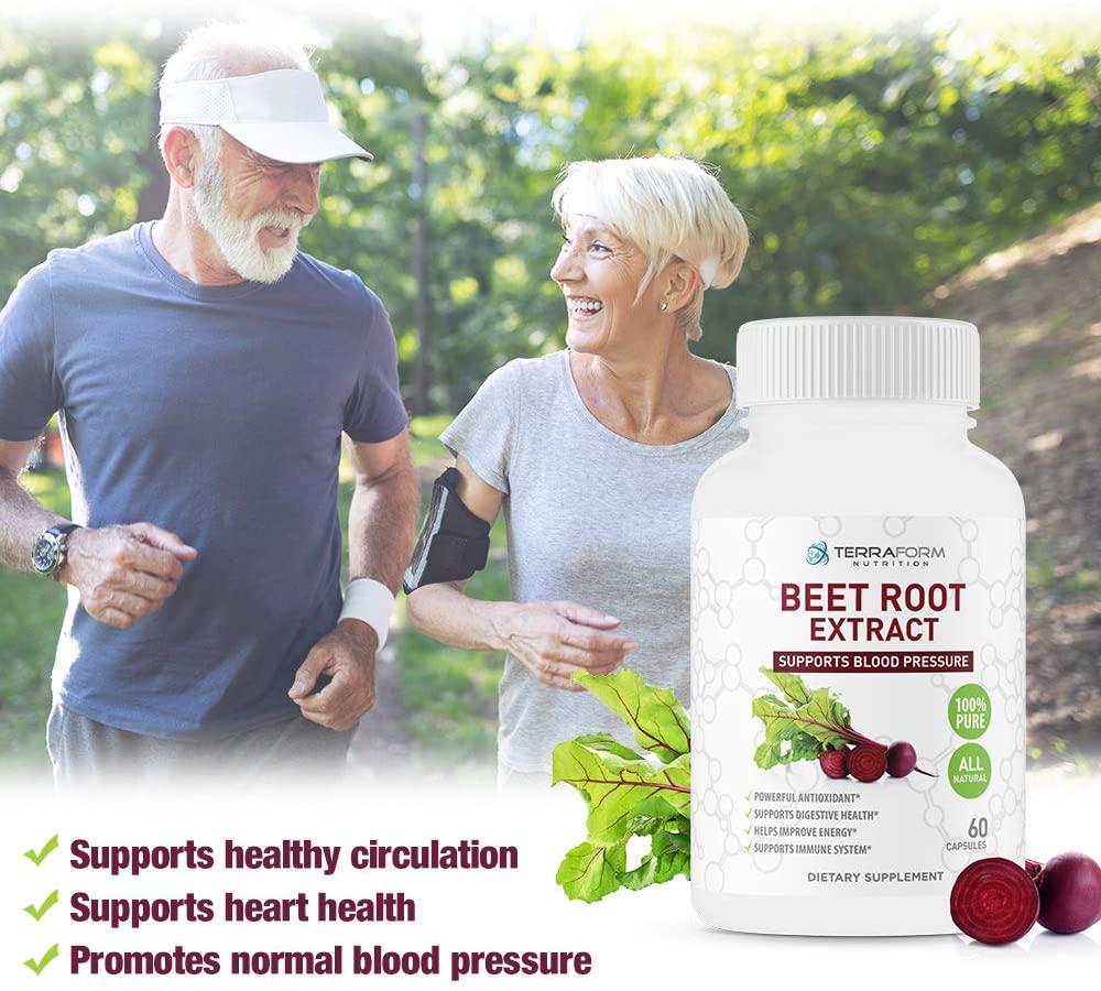 Beetroot Extract Capsules - Beetroot Supplement to Help Lower Blood Pressure, Digestive and Immune System Health - 60 Capsules