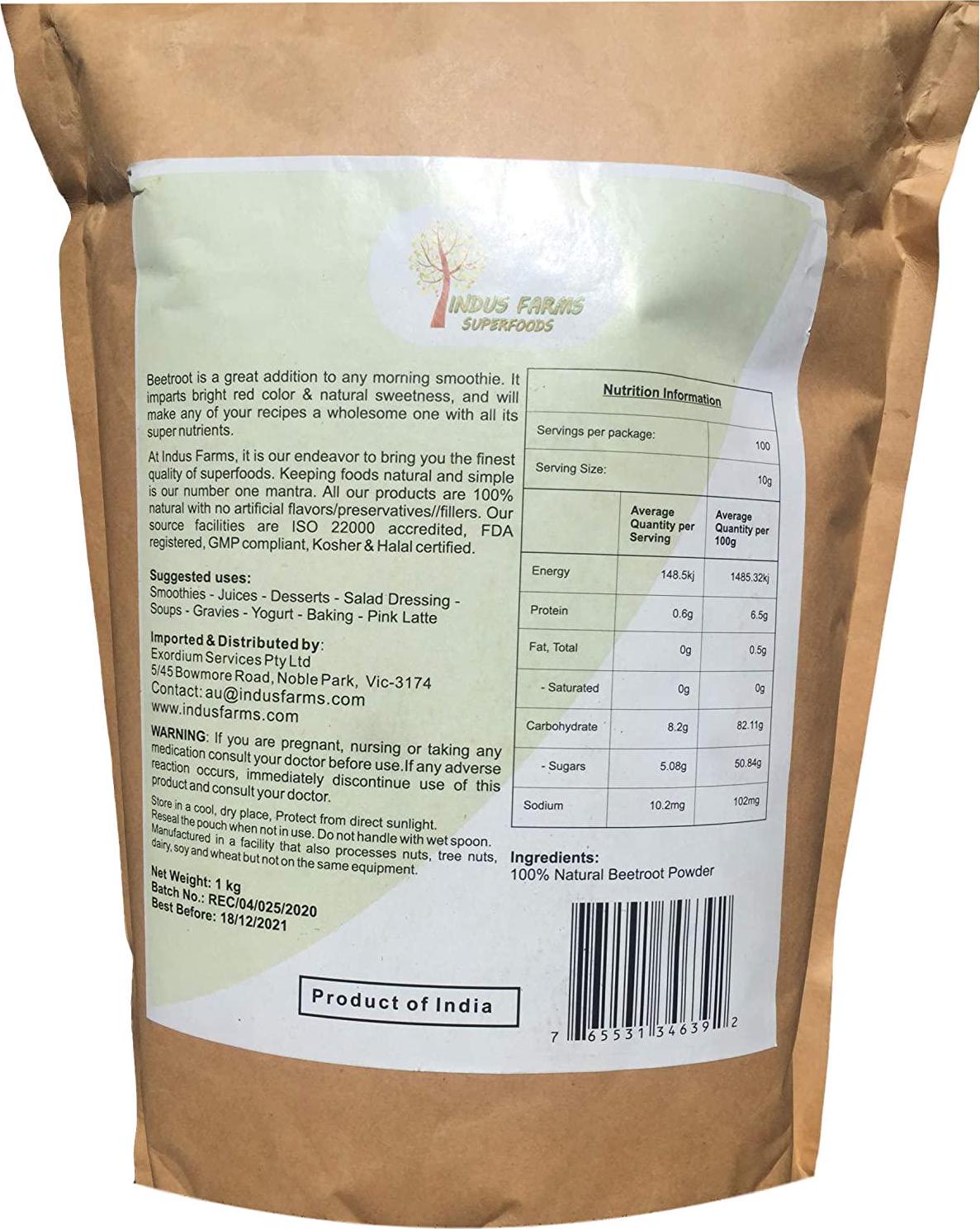 Beetroot Powder 1 kg Superfood 100% Natural Boost Health Fitness Stamina Energy - Smoothies Pre work out Supplement Baking Food Colour