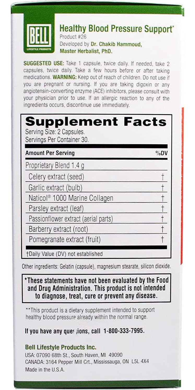 Bell Lifestyle Products Healthy Blood Pressure Support - 60 Capsules