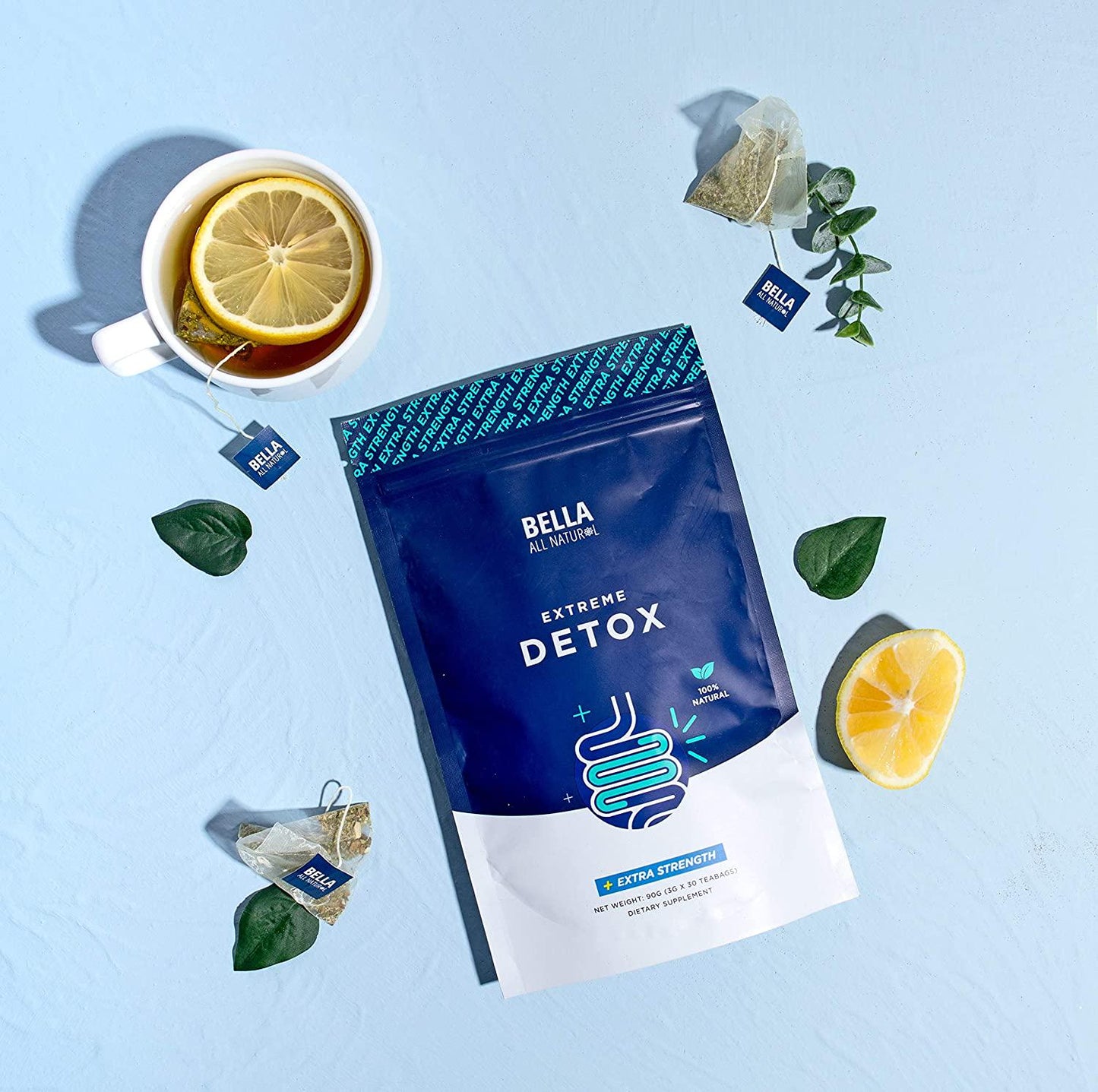 Bella All Natural Extreme Detox Tea - Body Cleanse, Colon Cleanser and Detox - (2 Month Supply)