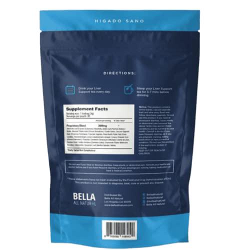 Bella All Natural Liver Support Tea - Liver Cleanse, Detox and Repair Fatty Liver, 30 bags