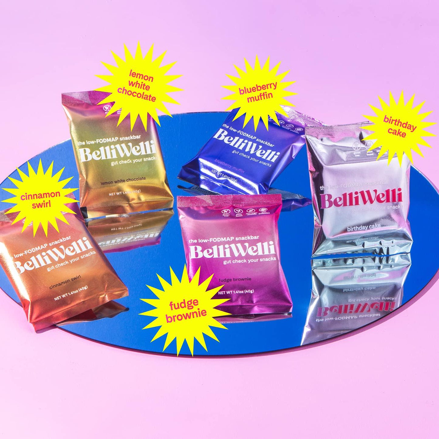 BelliWelli Vegan, Gluten-Free Fudge Brownie Snack Bar (8-Pack) - Low FODMAP Certified, Dairy Free, 100% Gut Friendly and Contains Probiotics | Enjoy Guilt-Free Dessert for Breakfast!