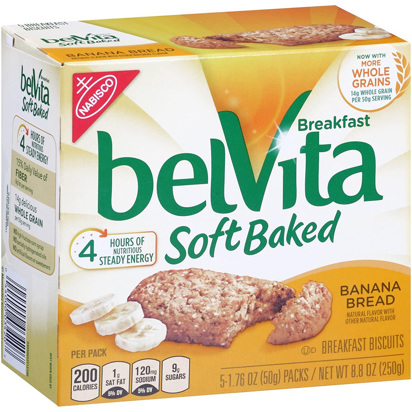Belvita Soft Baked Breakfast Biscuits, Banana Bread, 1.76 Ounce, 5 Count Box
