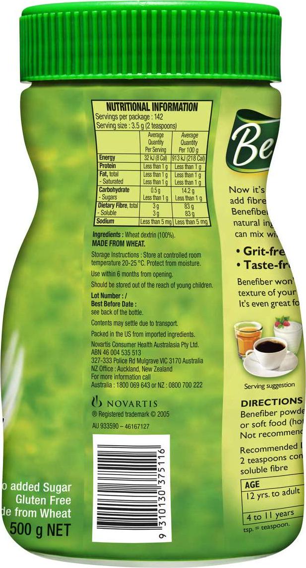 Benefiber Benefiber Fibre Supplement Natural Powder 500G,, Taste-Free500 grams