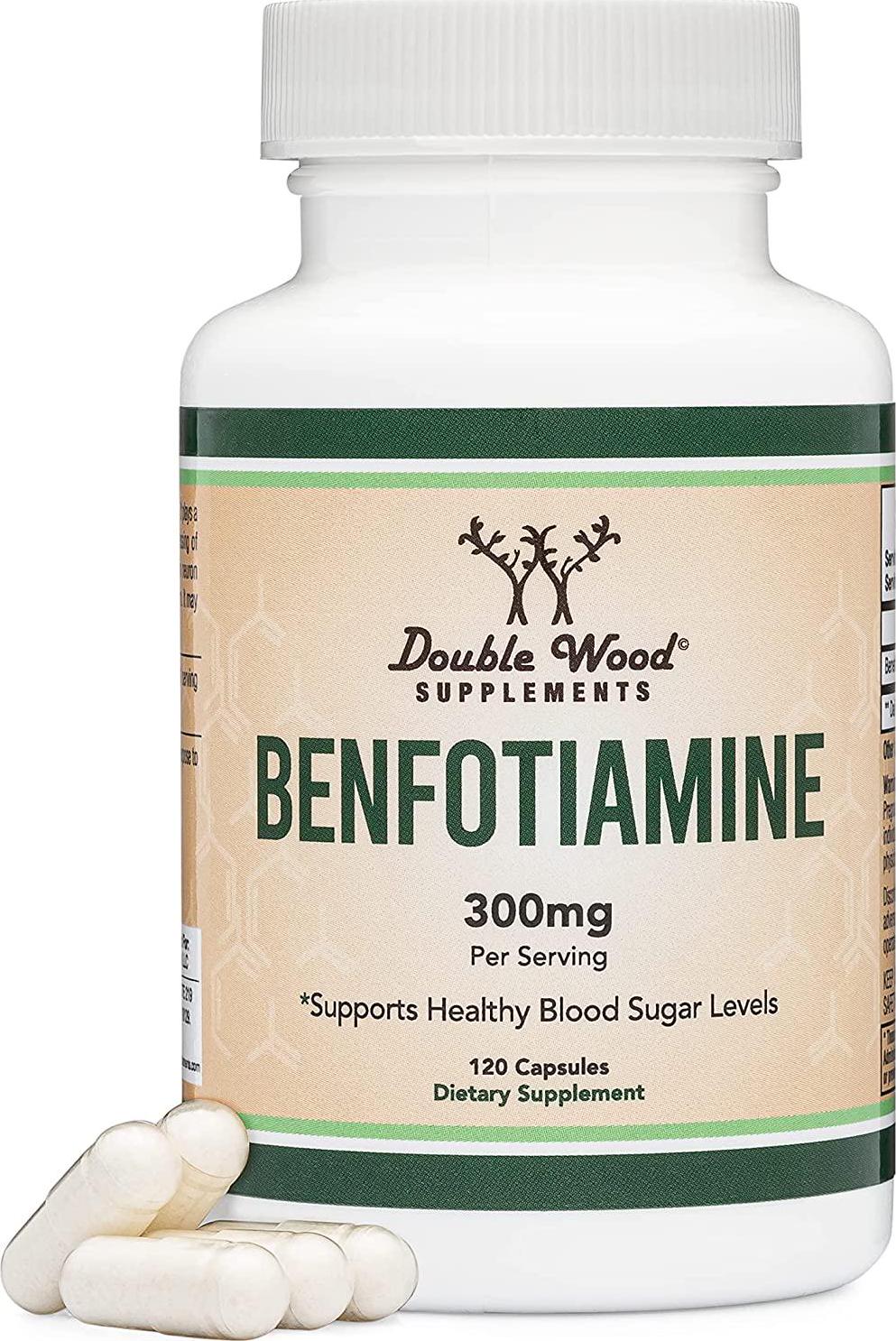 Benfotiamine 300mg (Third Party Tested, 120 Capsules) Made in The USA, to Boost Thiamine Levels (More Absorbable Than Thiamine) by Double Wood Supplements