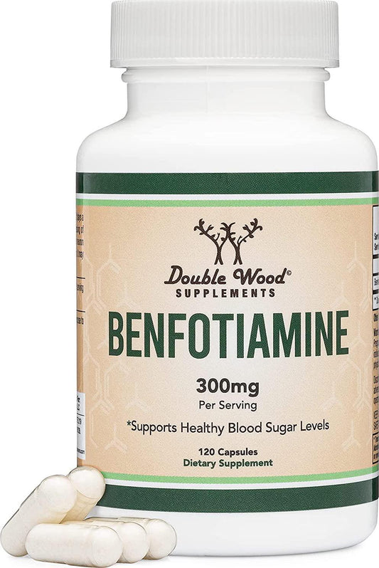 Benfotiamine 300mg (Third Party Tested, 120 Capsules) Made in The USA, to Boost Thiamine Levels (More Absorbable Than Thiamine) by Double Wood Supplements