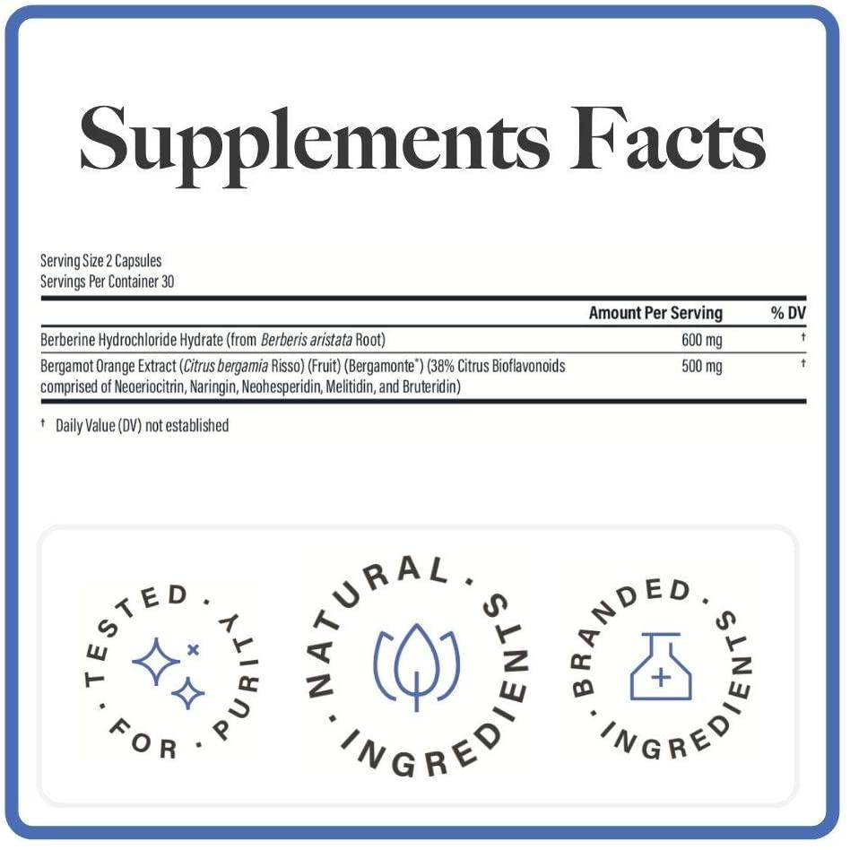 Berbercol - Citrus Bergamot Supplement with Berberine | Naturally Support Cholesterol Health | Helps Maintain Healthy Blood Sugar Levels