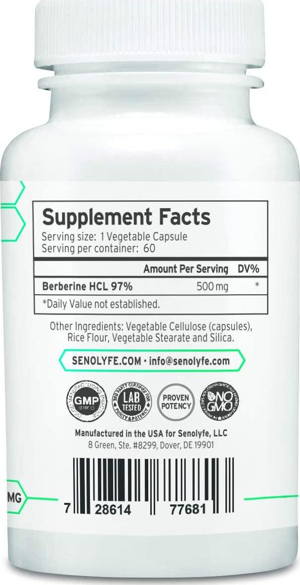 Berberine 500 | 500mg of 97% Berberine HCL - Glucose Metabolism, Cardiovascular Function and AMPK Activator - Anti-Aging and Longevity Support - 60 Servings