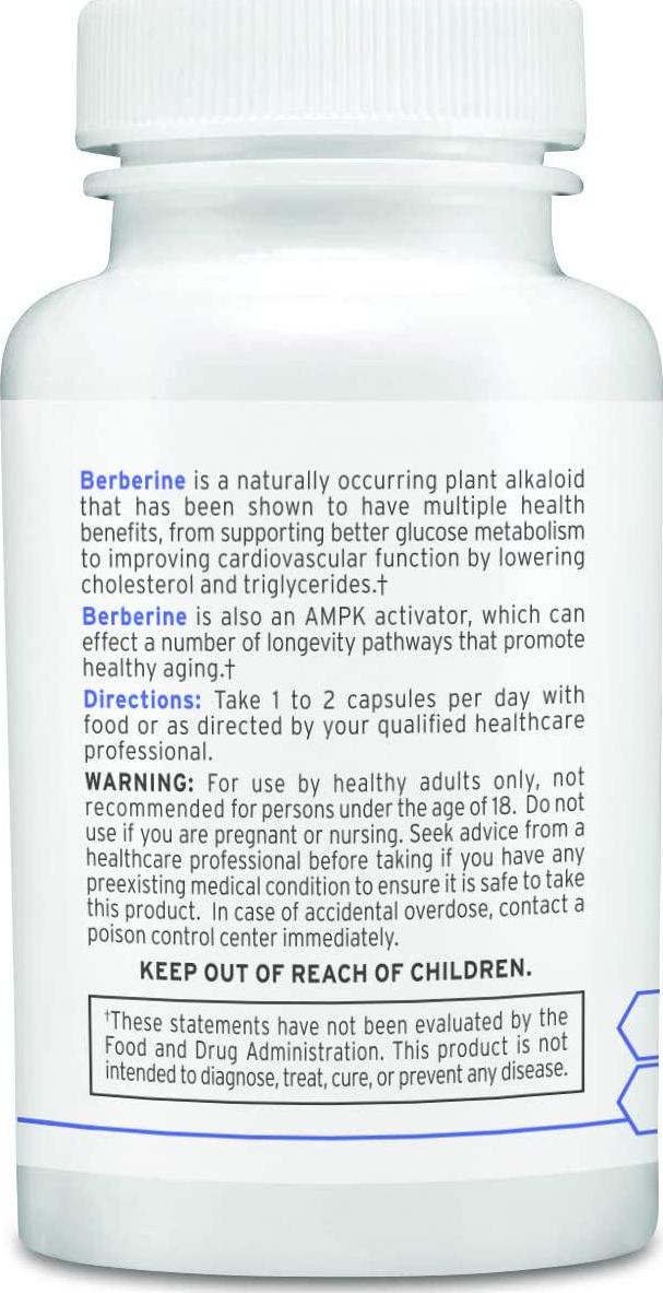 Berberine 500 | 500mg of 97% Berberine HCL - Glucose Metabolism, Cardiovascular Function and AMPK Activator - Anti-Aging and Longevity Support - 60 Servings