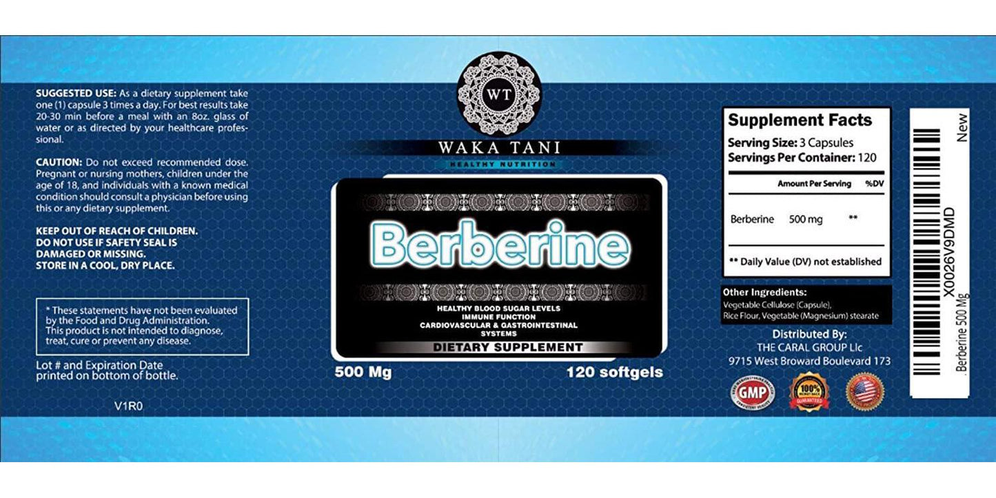 Berberine 500 Mg 120 Capsules. Powerful Blood Sugar Supplement. Supports Insulin and Glucose Sensitivity and Metabolism. Helps The Immune System, Fat Burn, Gastrointestinal and Cardiovascular System