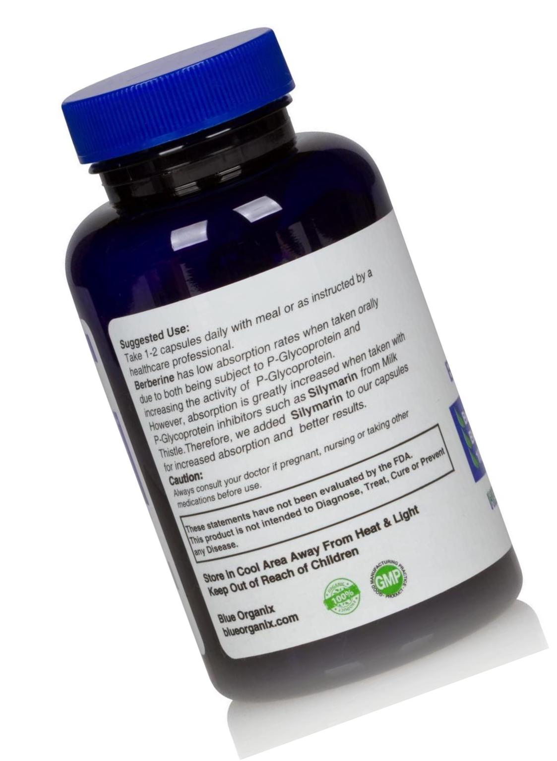 Berberine 500mg Formula HCL Complex Supplement with Silymarin for Better Absorption, Cholesterol Support, Natural Alternative