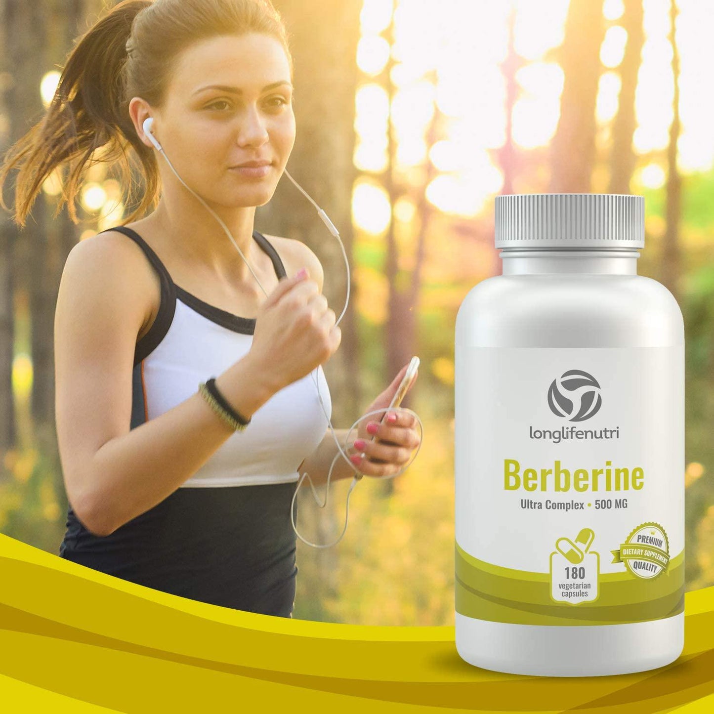 Berberine 500mg Plus HCL Extract | 180 Vegetarian Capsules | Control Blood Sugar | Lower Cholesterol Naturally | Natural Antioxidant and Anti Inflammatory Supplement | Made in USA