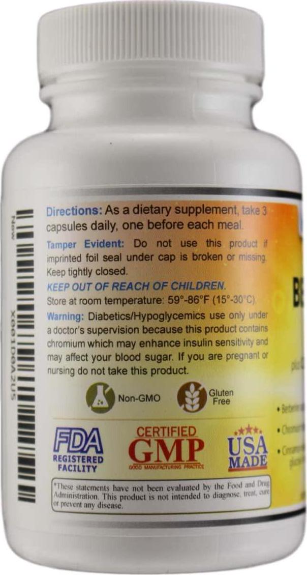 Berberine Cholesterol Blood Sugar Supplement: HCL 500+ TripleDefense Gluten and GMO Free Maintenance for Glucose, Metabolism, Heart and Immune System Health - Anti Inflammatory Cinnamon Chromium Detox