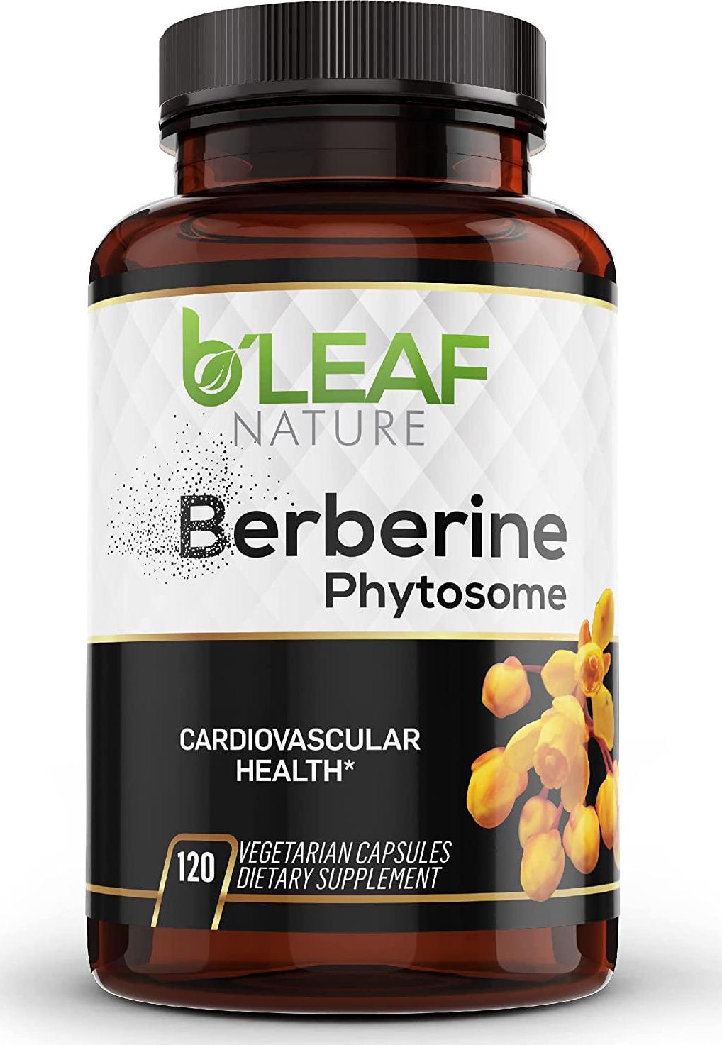 Berberine Phytosome - Superior Absorption - Natural Herbal Supplement Gluten Free Non GMO -1100mg per Serving - 120 Vegetarian Capsules by B Leaf Nature