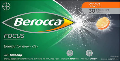 Berocca 50+ Energy Vitamin With Natural Ginseng Effervescent Tablets 30 pack