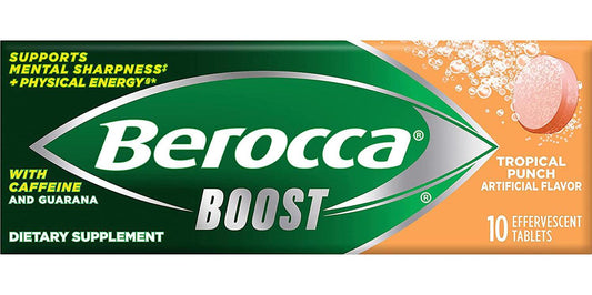 Berocca Boost Effervescent Tablets with Caffeine, 10 Count