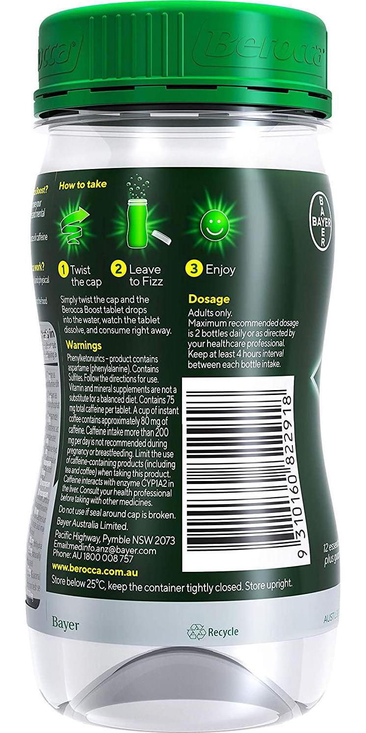 Berocca Boost Twist N Go Energy Vitamin With Guarana Drink 250mL,, With Guarana