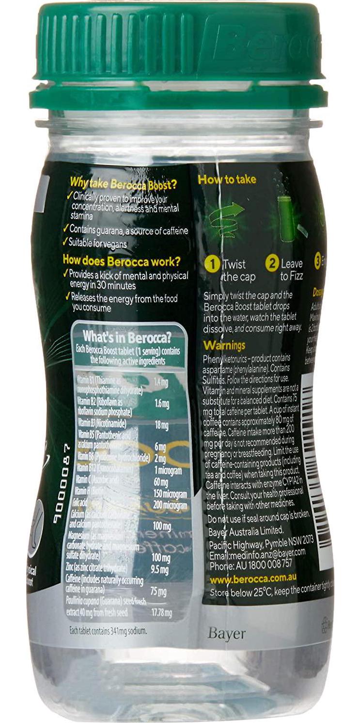 Berocca Boost Twist N Go Energy Vitamin With Guarana Drink 250mL,, With Guarana