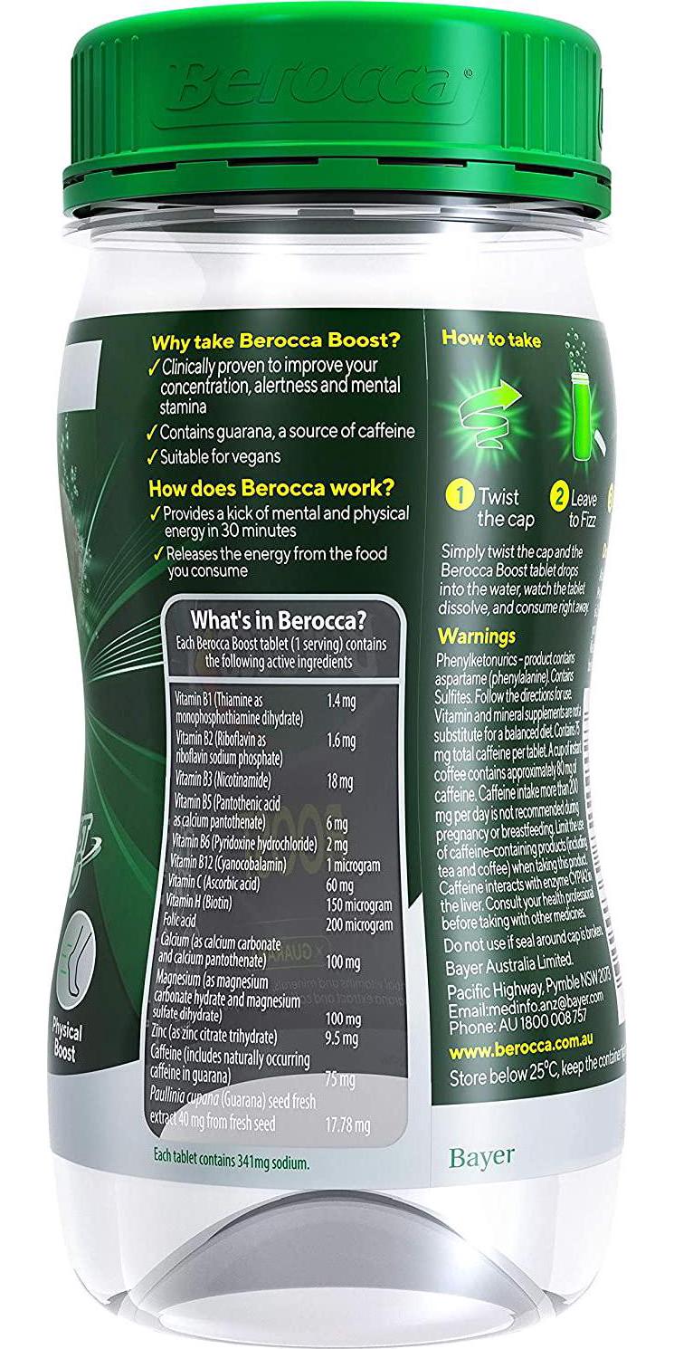 Berocca Boost Twist N Go Energy Vitamin With Guarana Drink 250mL,, With Guarana