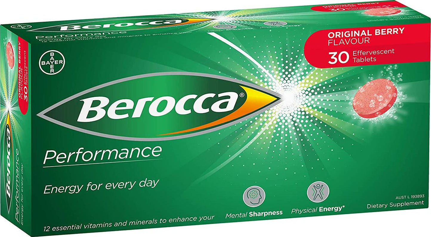 Berocca Energy Vitamin, Original Berry - 30 Effervescent Tablets