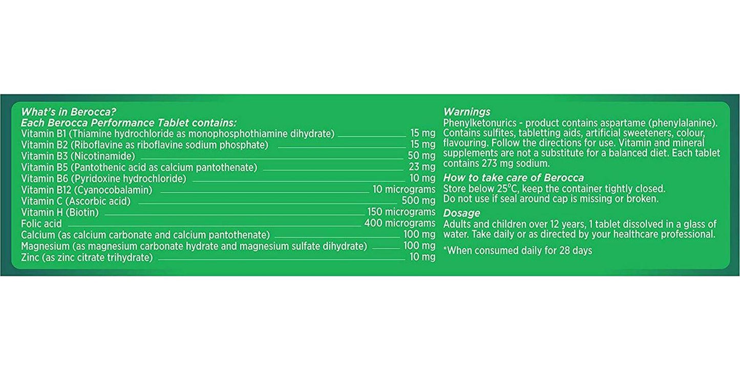 Berocca Energy Vitamin, Mango and Orange - 30 Effervescent Tablets