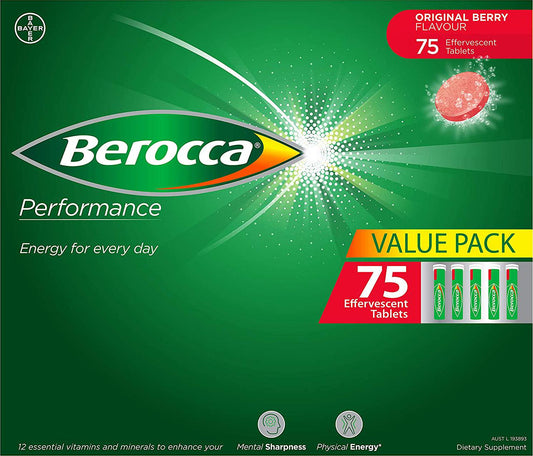 Berocca Energy Vitamin, Original Berry - 75 Effervescent Tablets