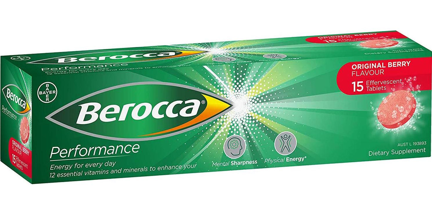 Berocca Energy Vitamin, Original Berry - 15 Effervescent Tablets