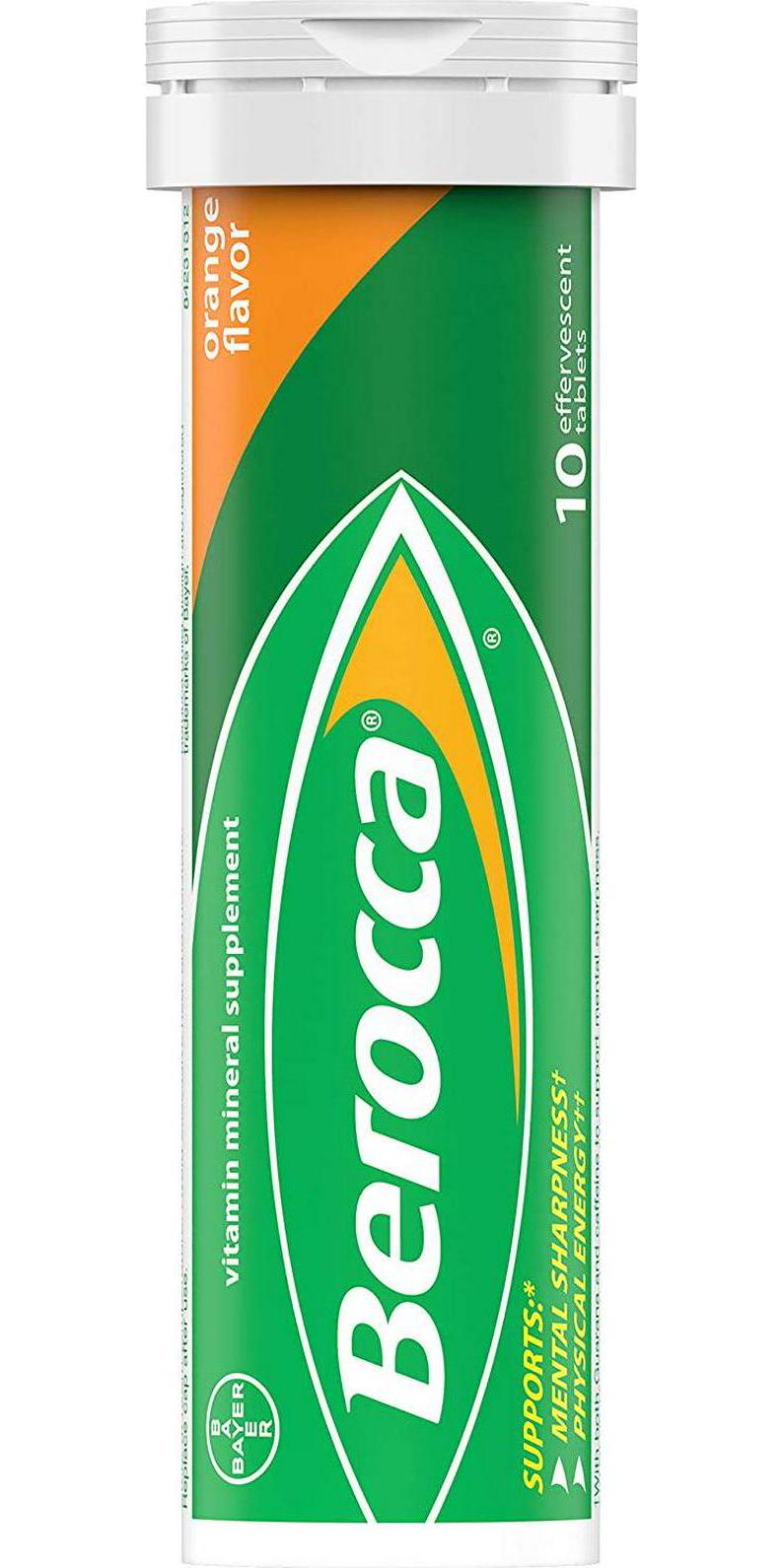 Berocca Energy Vitamin Supplement for Mental Sharpness and Physical Energy Support, Orange Flavor, Effervescent Tablets with Vitamin C for Immunity Support*, 10 Count
