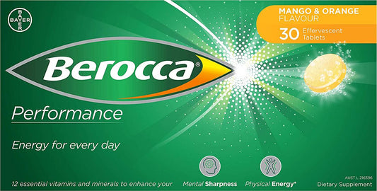Berocca Energy Vitamin, Mango and Orange - 30 Effervescent Tablets