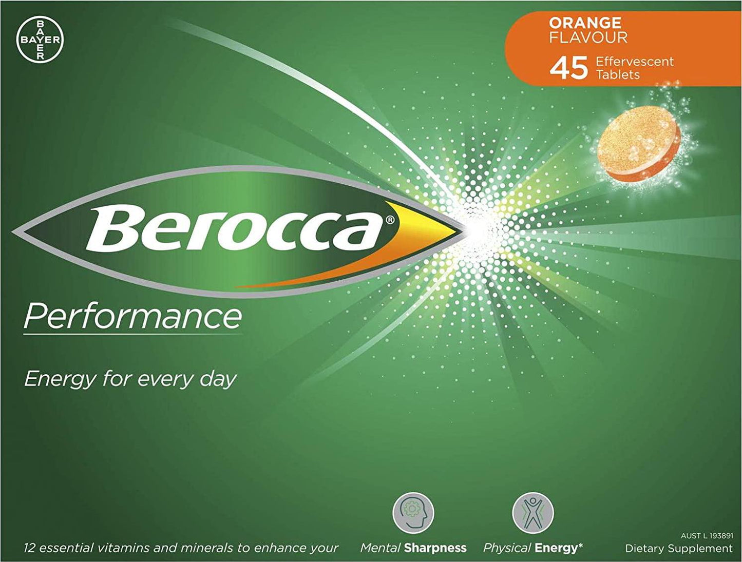 Berocca Orange Effervescent Tablets 45-Count